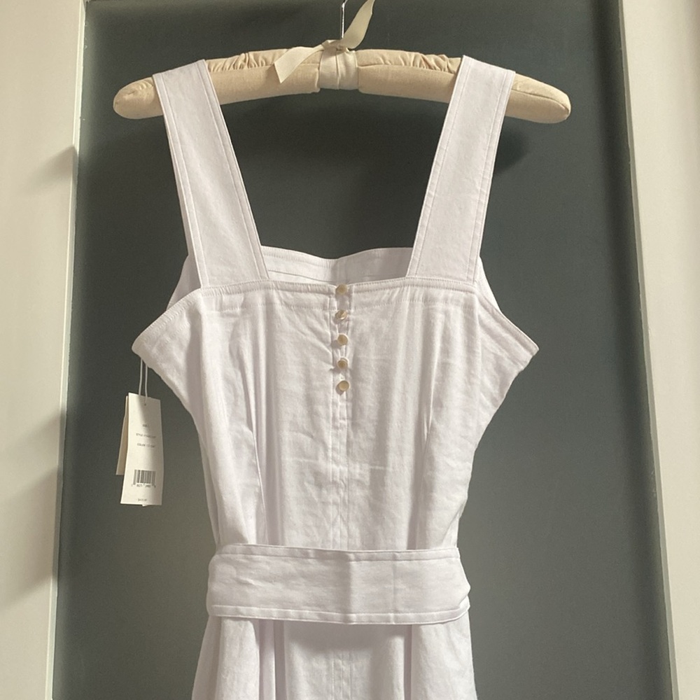 Vince Linen-Blend Square Neck Midi Dress - Picture 7 of 10